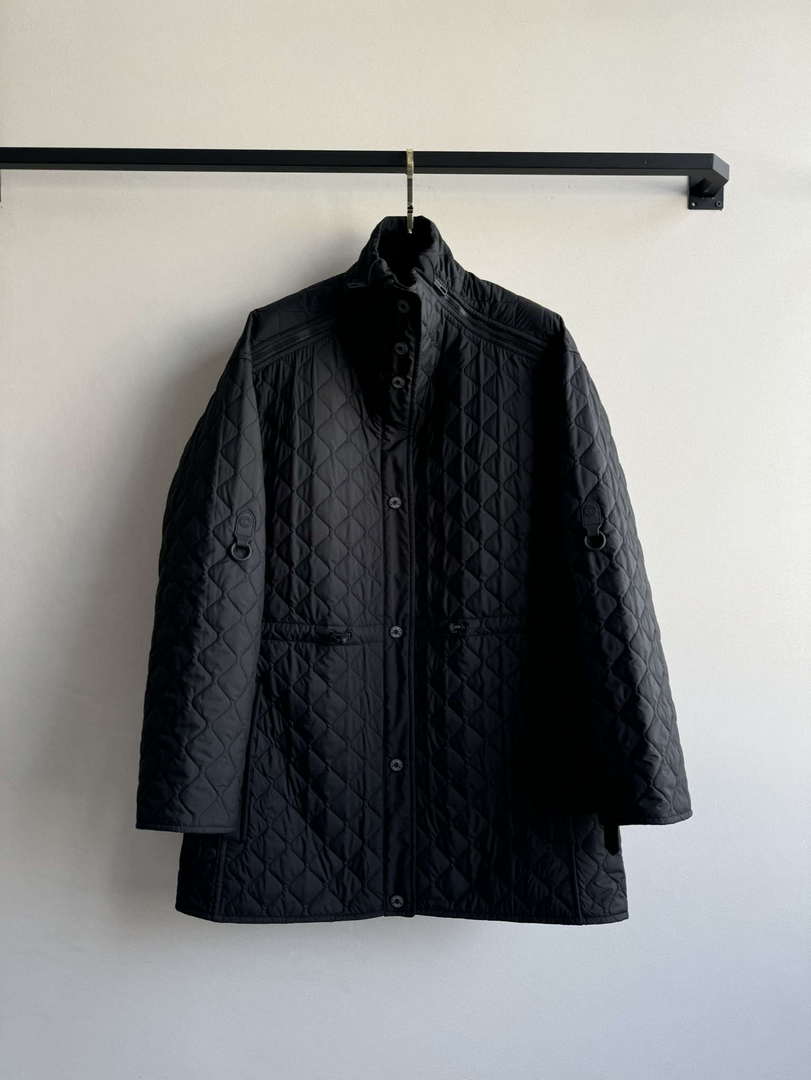 Hermes Women's Fashion Waisted diamond quilted jacket H33423