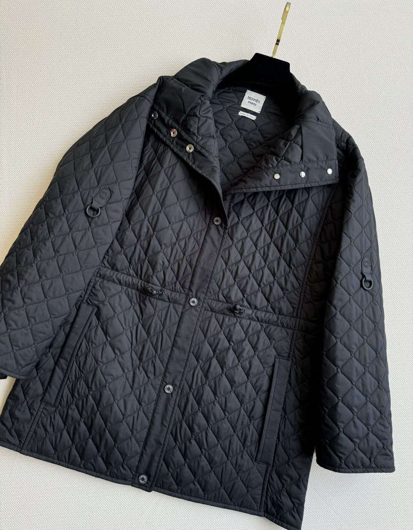 Hermes Women's Fashion Waisted diamond quilted jacket H33423