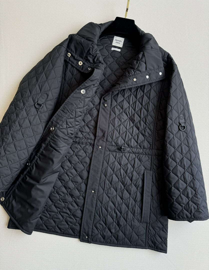 Hermes Women's Fashion Waisted diamond quilted jacket H33423