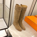 Herm¨¨s Women's  Jumping leather riding boots H042138Zv01340 Tan