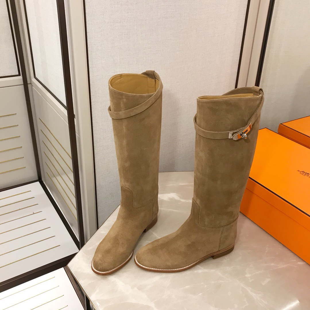 Herm¨¨s Women's  Jumping leather riding boots H042138Zv01340 Tan