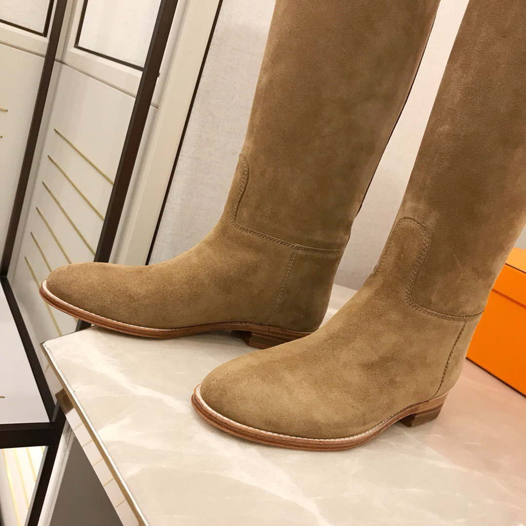 Herm¨¨s Women's  Jumping leather riding boots H042138Zv01340 Tan