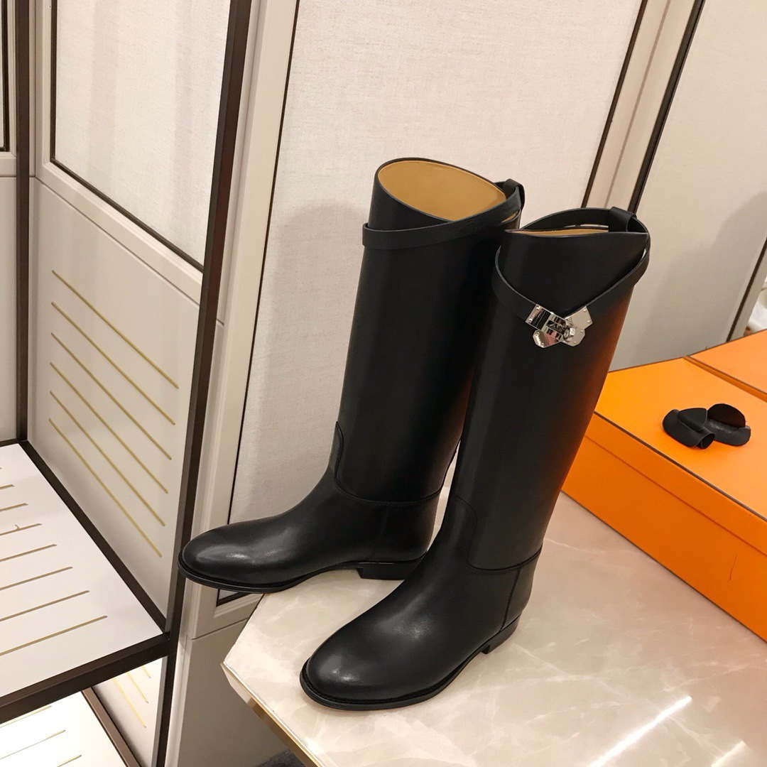 Herm¨¨s Women's  Jumping leather riding boots H042138Zv01340 Black