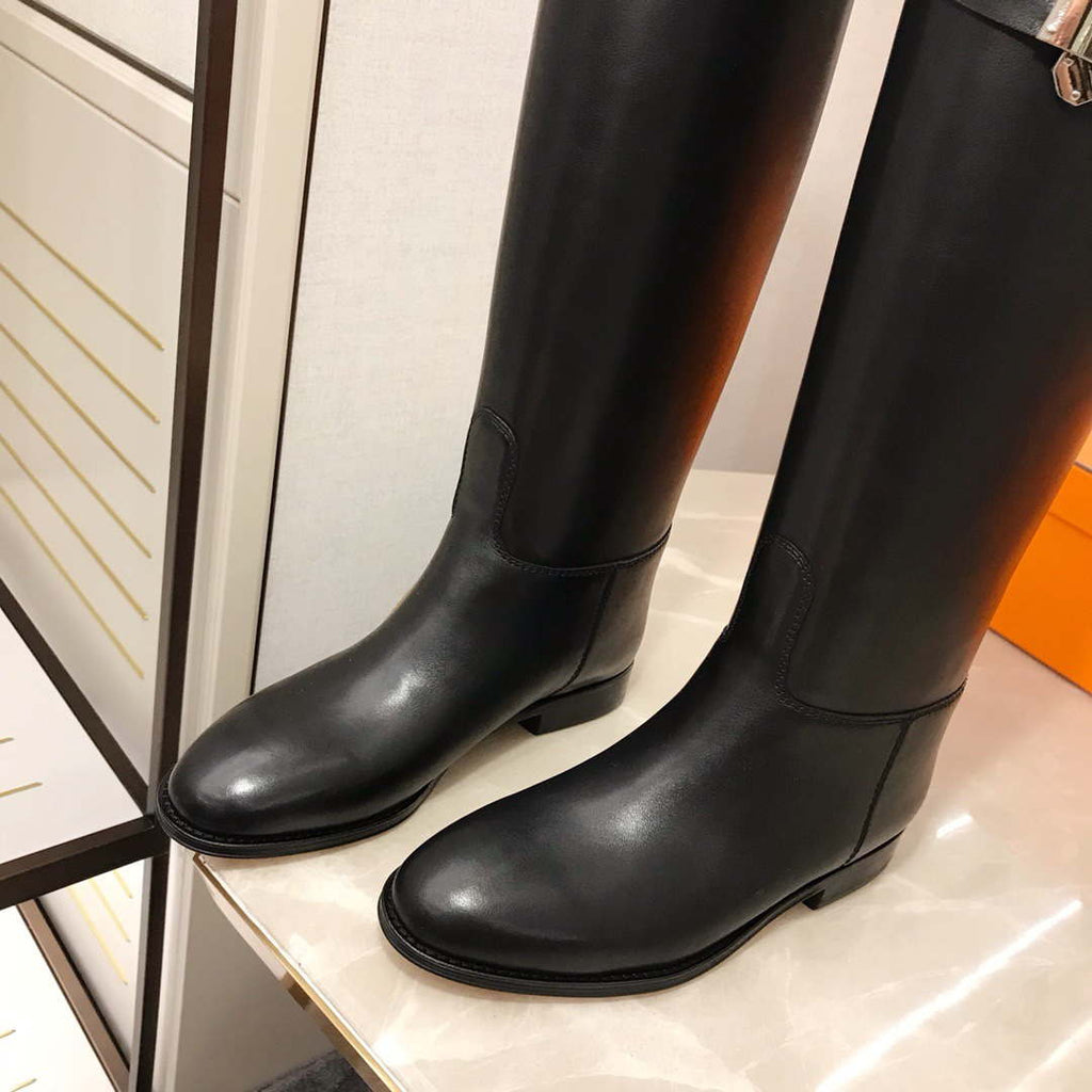 Herm¨¨s Women's  Jumping leather riding boots H042138Zv01340 Black