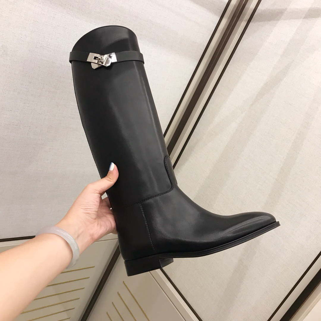 Herm¨¨s Women's  Jumping leather riding boots H042138Zv01340 Black