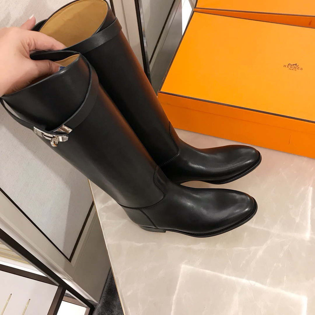 Herm¨¨s Women's  Jumping leather riding boots H042138Zv01340 Black