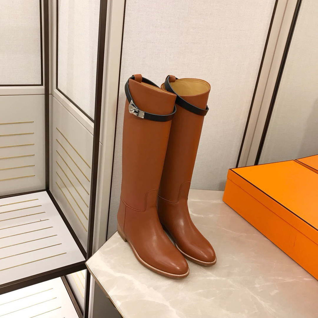 Herm¨¨s Women's Jumping leather riding boots H042138Zv01340 Brown