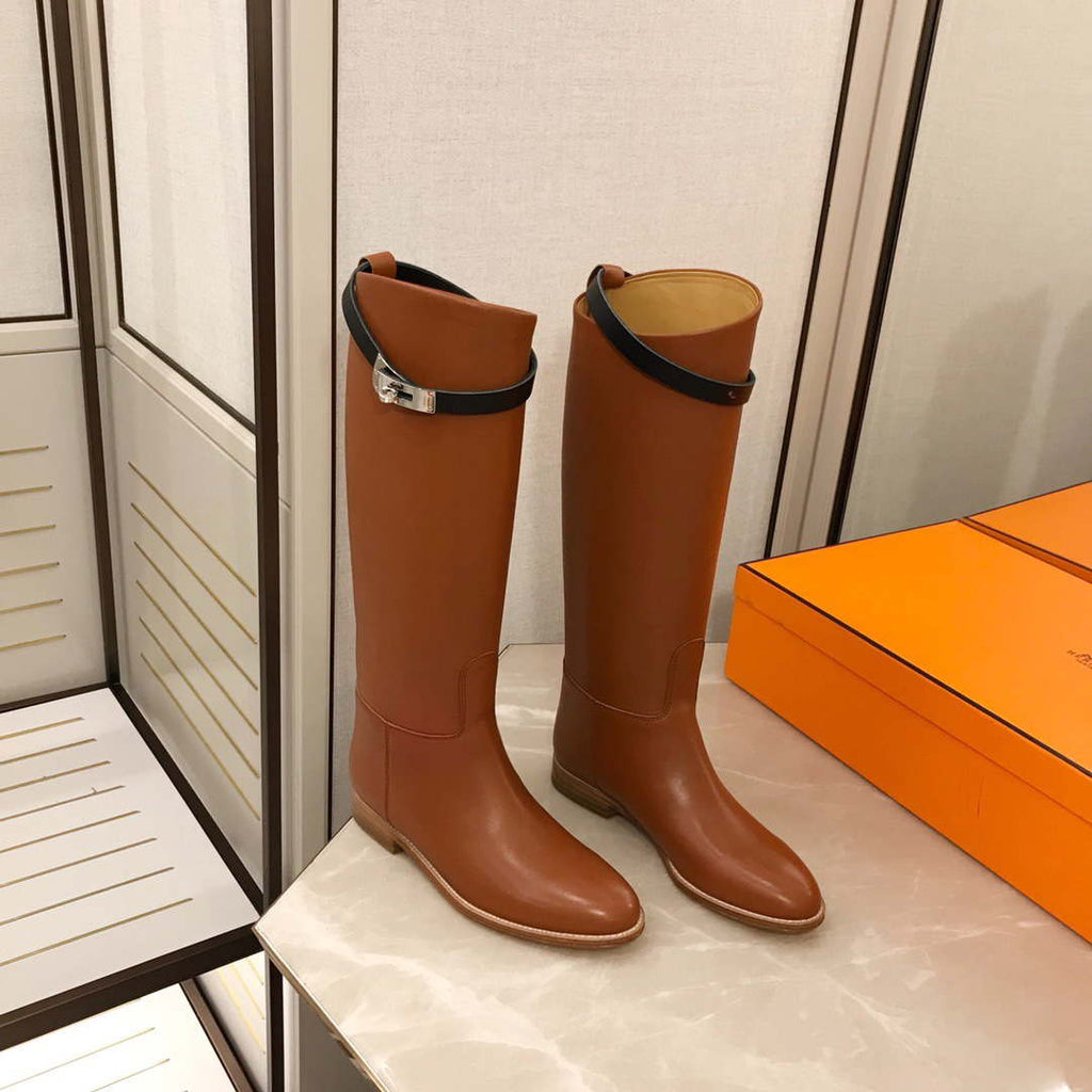 Herm¨¨s Women's Jumping leather riding boots H042138Zv01340 Brown