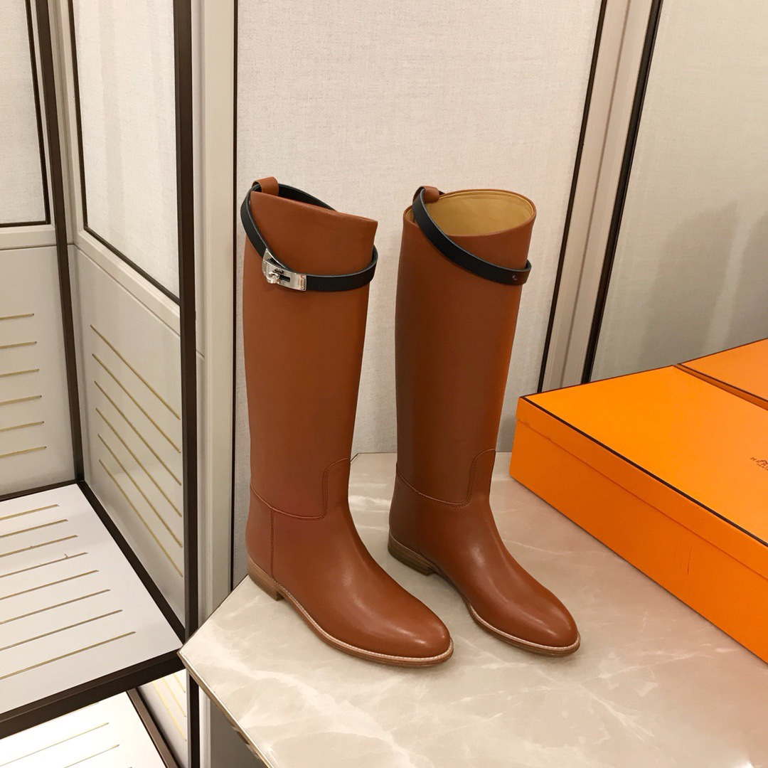 Herm¨¨s Women's Jumping leather riding boots H042138Zv01340 Brown