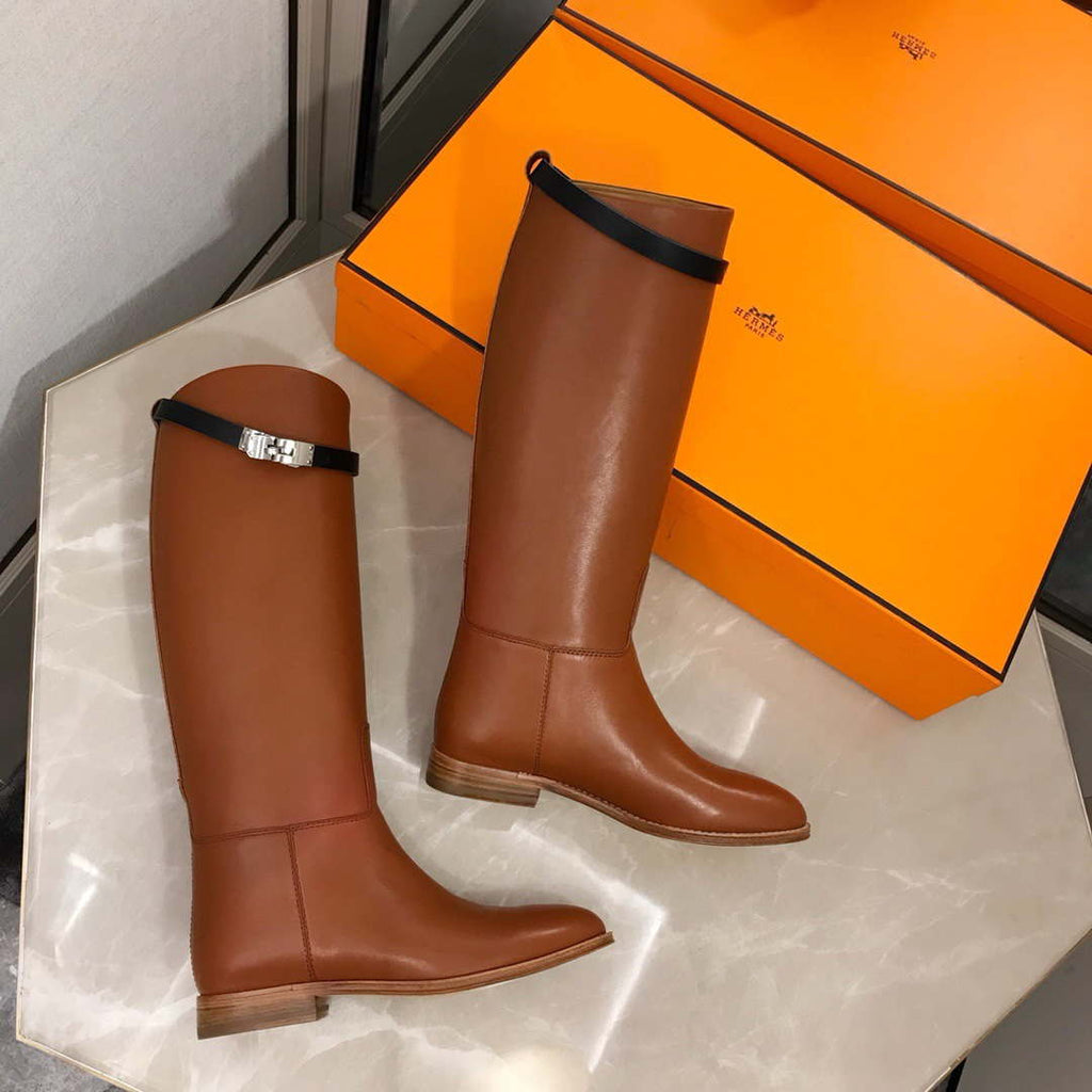 Herm¨¨s Women's Jumping leather riding boots H042138Zv01340 Brown
