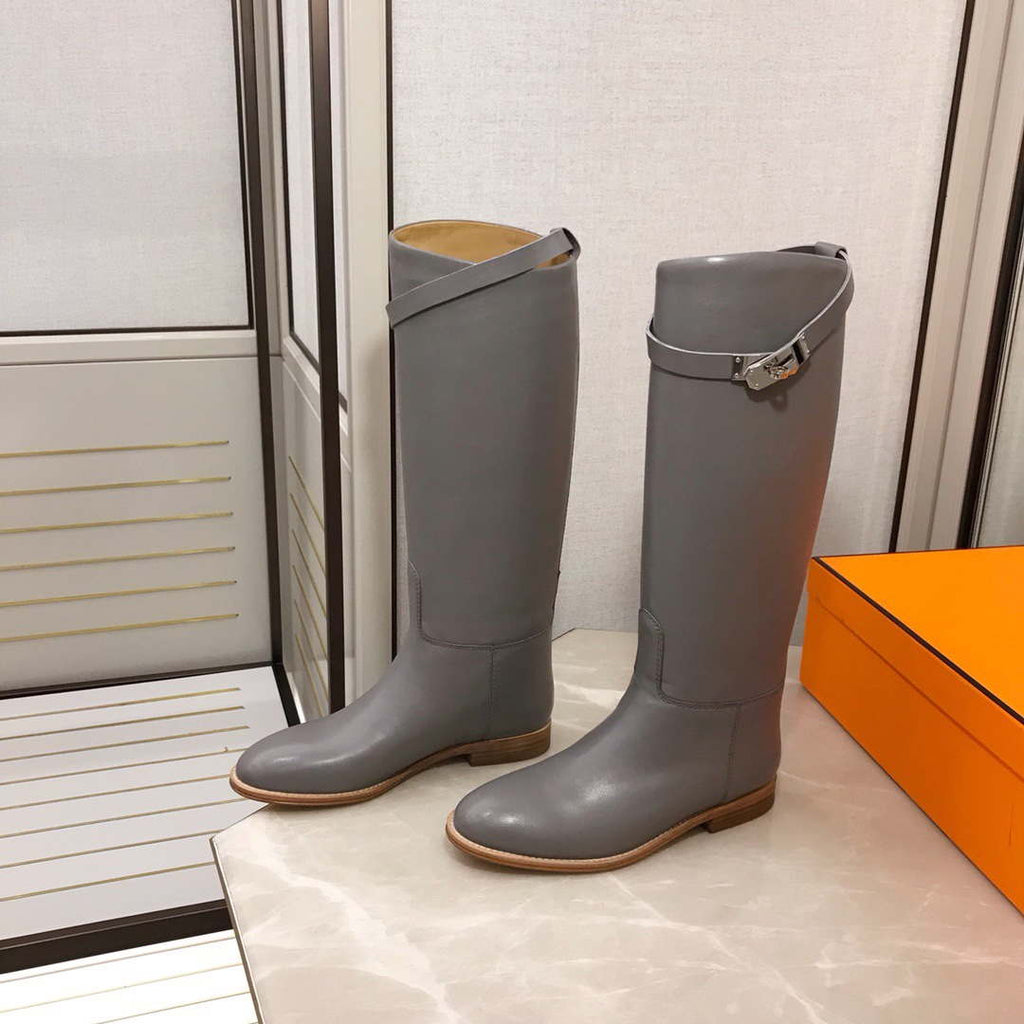 Herm¨¨s Women's Jumping leather riding boots H042138Zv01340 Gray