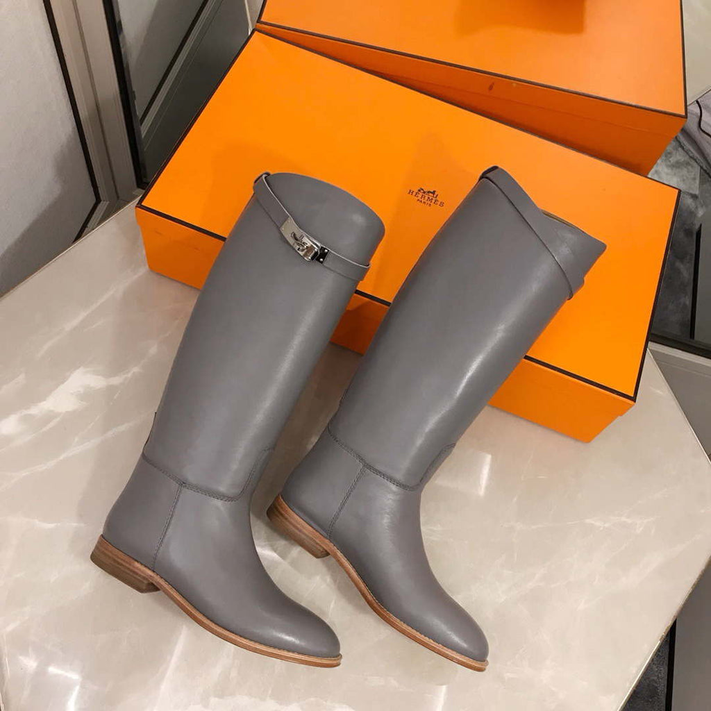 Herm¨¨s Women's Jumping leather riding boots H042138Zv01340 Gray