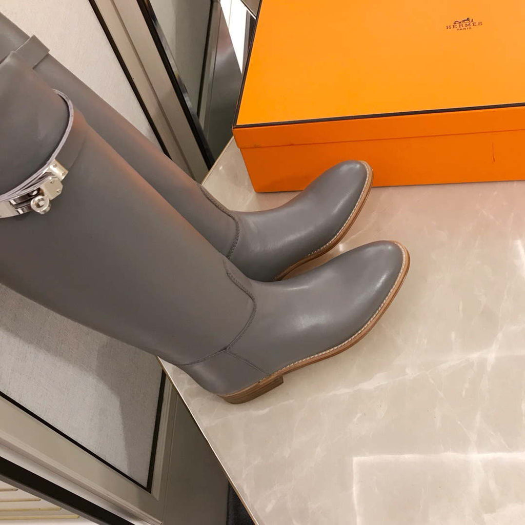 Herm¨¨s Women's Jumping leather riding boots H042138Zv01340 Gray