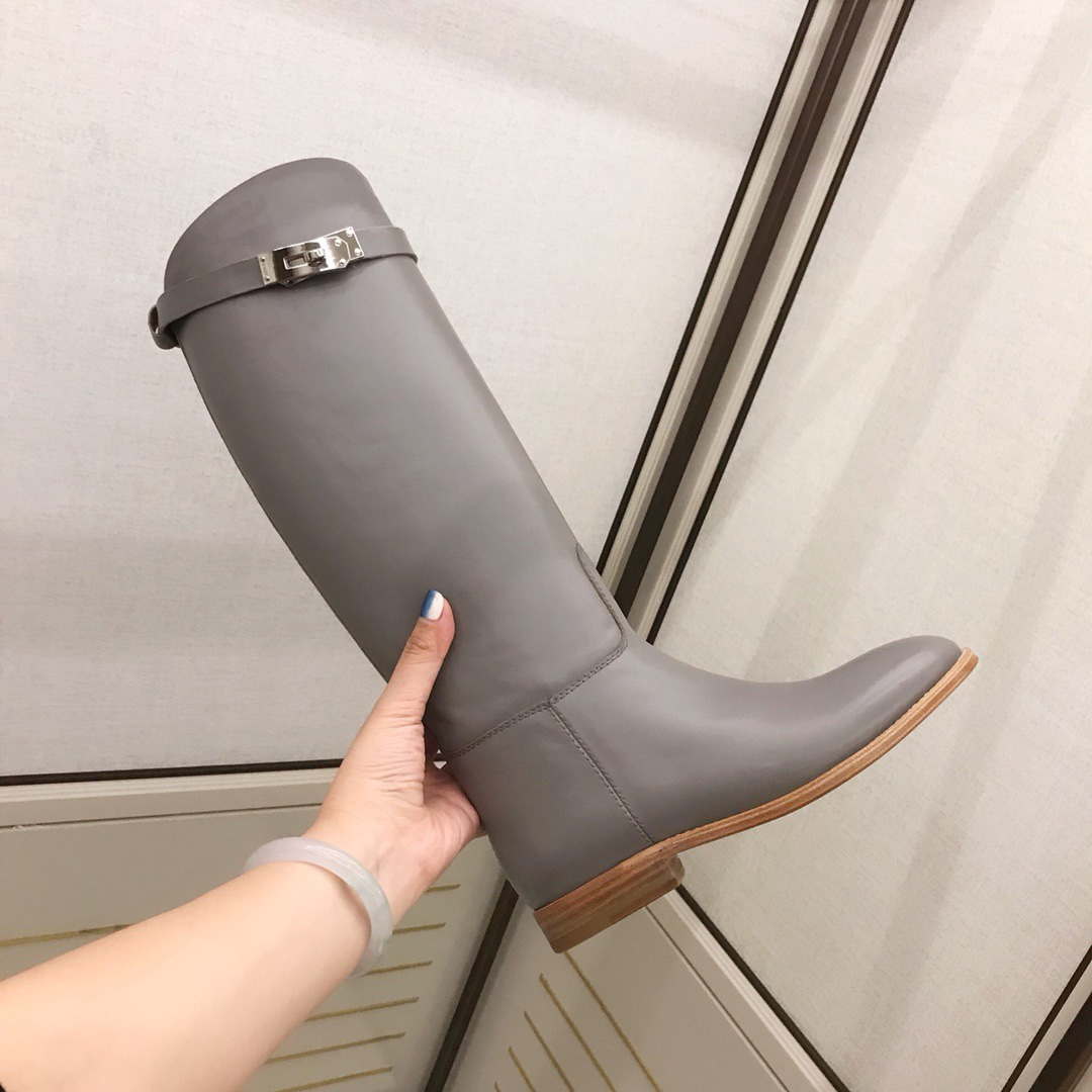 Herm¨¨s Women's Jumping leather riding boots H042138Zv01340 Gray
