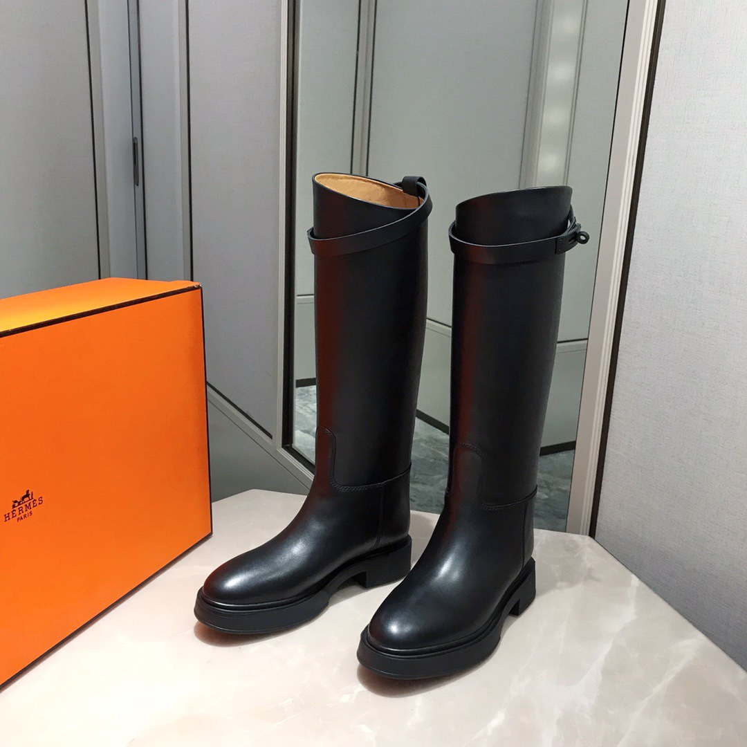 Herm¨¨s Women's Jumping leather riding boots H232032Zv02385 Black