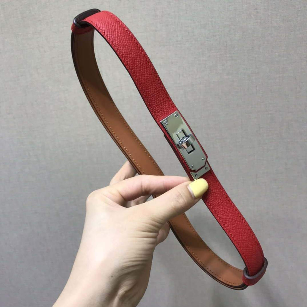 Hermes Women's Kelly Leather Belt 20MM 19019 Red - luxibagsmall