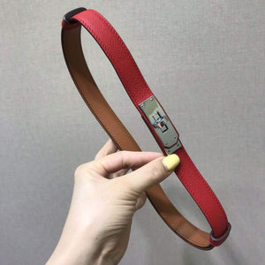 Hermes Women's Kelly Leather Belt 20MM 19019 Red - luxibagsmall