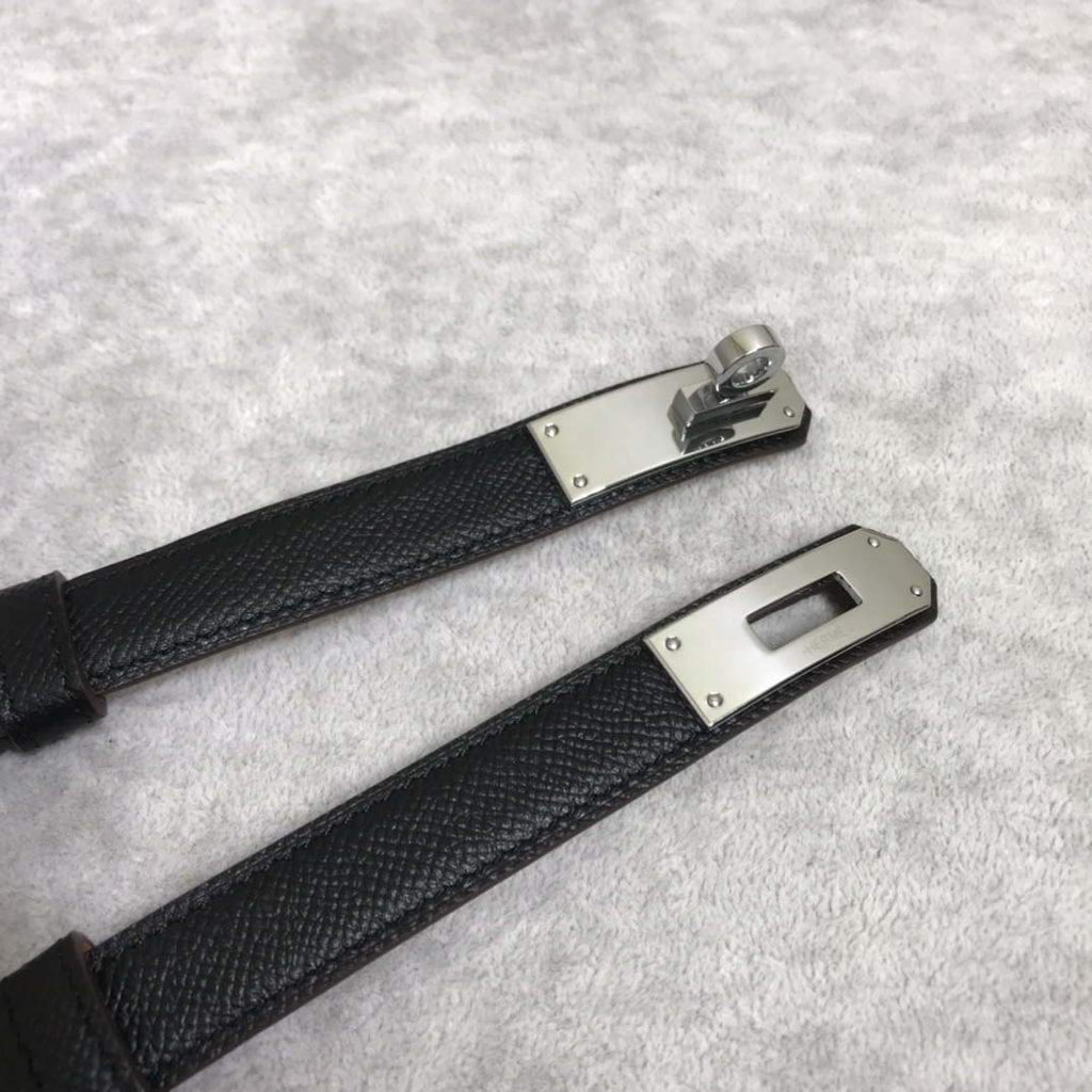 Hermes Women's Kelly Leather Belt 20MM 19019 Black - luxibagsmall