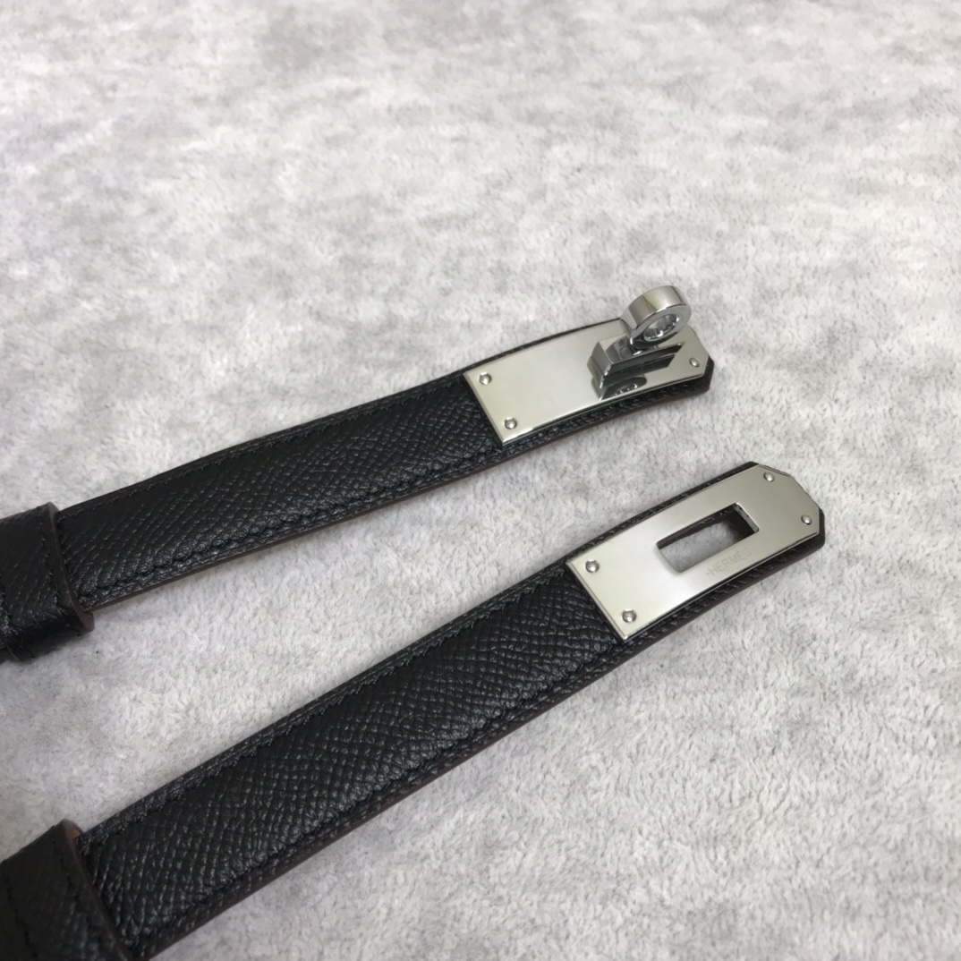 Hermes Women's Kelly Leather Belt 20MM 19019 Black - luxibagsmall