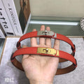 Hermes Women's Kelly Leather Belt 20MM 19019 Orange Red - luxibagsmall