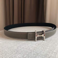 Hermes Women's Leather H Buckle Belt 24MM 19024 Gray - luxibagsmall