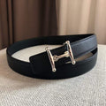 Hermes Women's Leather H Buckle Belt 24MM 19026 Black - luxibagsmall