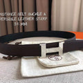 Hermes Women's Leather H Buckle Belt 32MM 19057 Brown - luxibagsmall