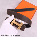Hermes Women's Leather H Buckle Belt 32MM 19032 Brown - luxibagsmall