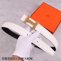 Hermes Women's Leather H Buckle Belt 32MM 19033 White - luxibagsmall