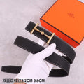 Hermes Women's Leather H Buckle Belt 32MM 19036 Black - luxibagsmall
