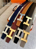 Hermes Women's Leather H Buckle Belt 32MM 19040 Gray - luxibagsmall