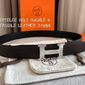 Hermes Women's Leather H Buckle Belt 32MM 19045 Coffee - luxibagsmall