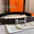 Hermes Women's Leather H Buckle Belt 32MM 19052 Brown - luxibagsmall