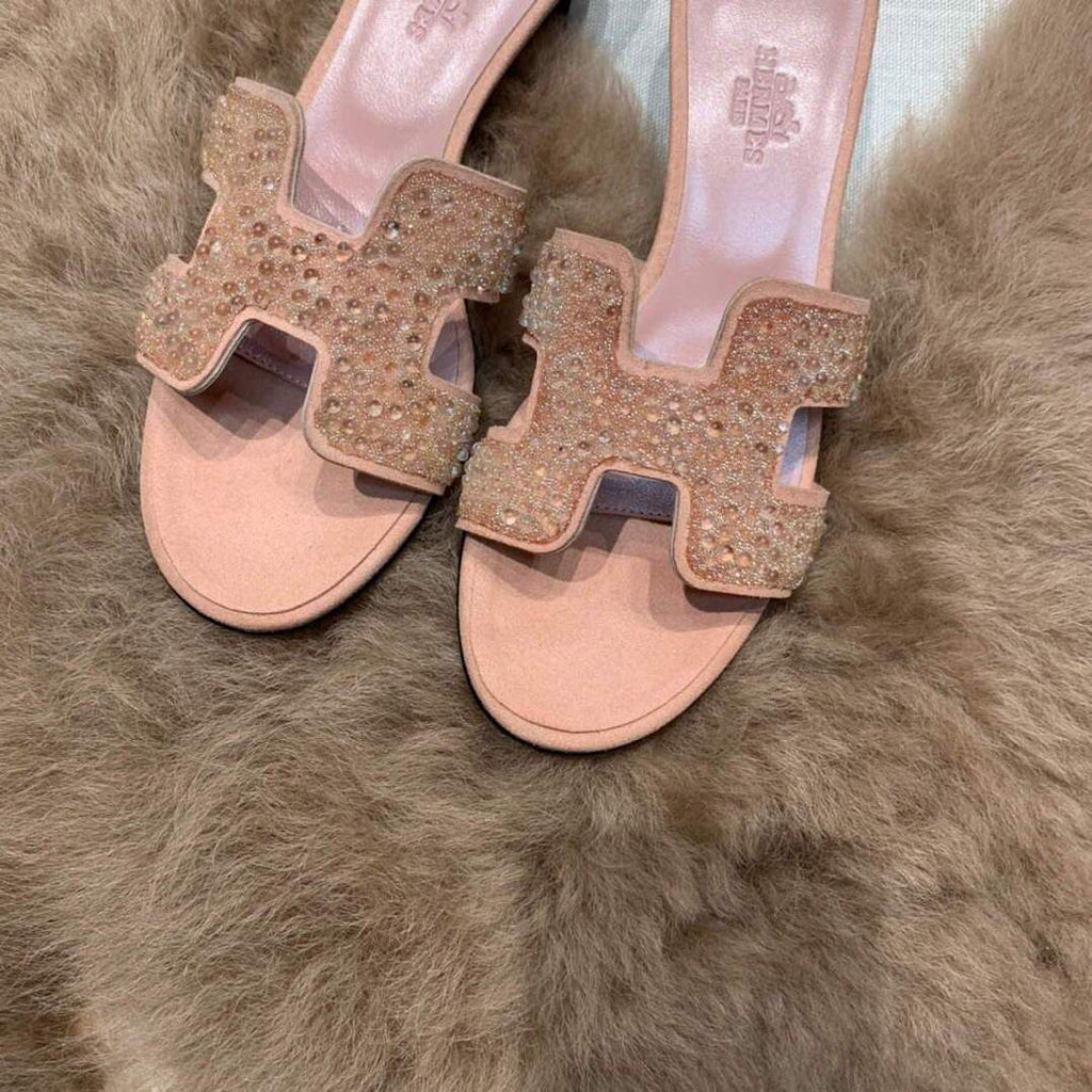 Hermes Women's Oasis Leather Sandal Pink 81154 - luxibagsmall