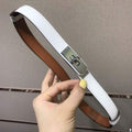 Hermes Women's  Kelly Leather Belt 20MM 19019 White - luxibagsmall