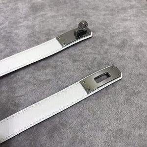 Hermes Women's  Kelly Leather Belt 20MM 19019 White - luxibagsmall