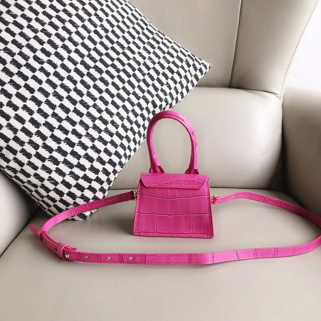 Jacquemus 213BA001 Le Chiquito Signature crocodile leather mini handbag Pink