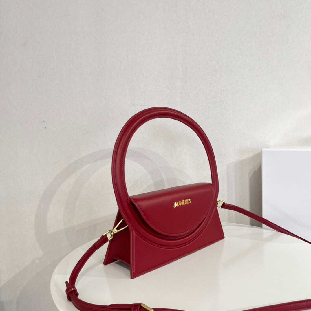 Jacquemus 213BA003 Le sac Rond Circle purse Wine Red