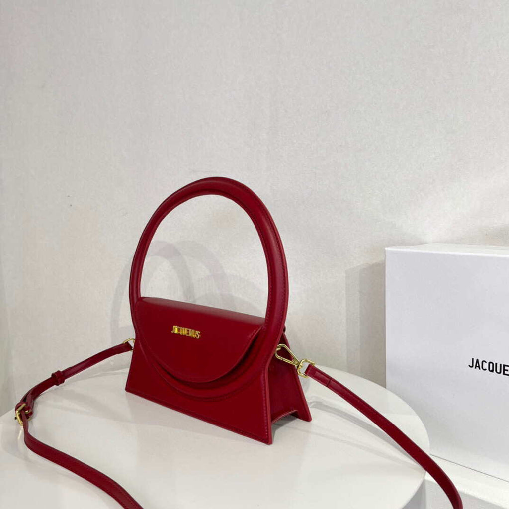Jacquemus 213BA003 Le sac Rond Circle purse Wine Red