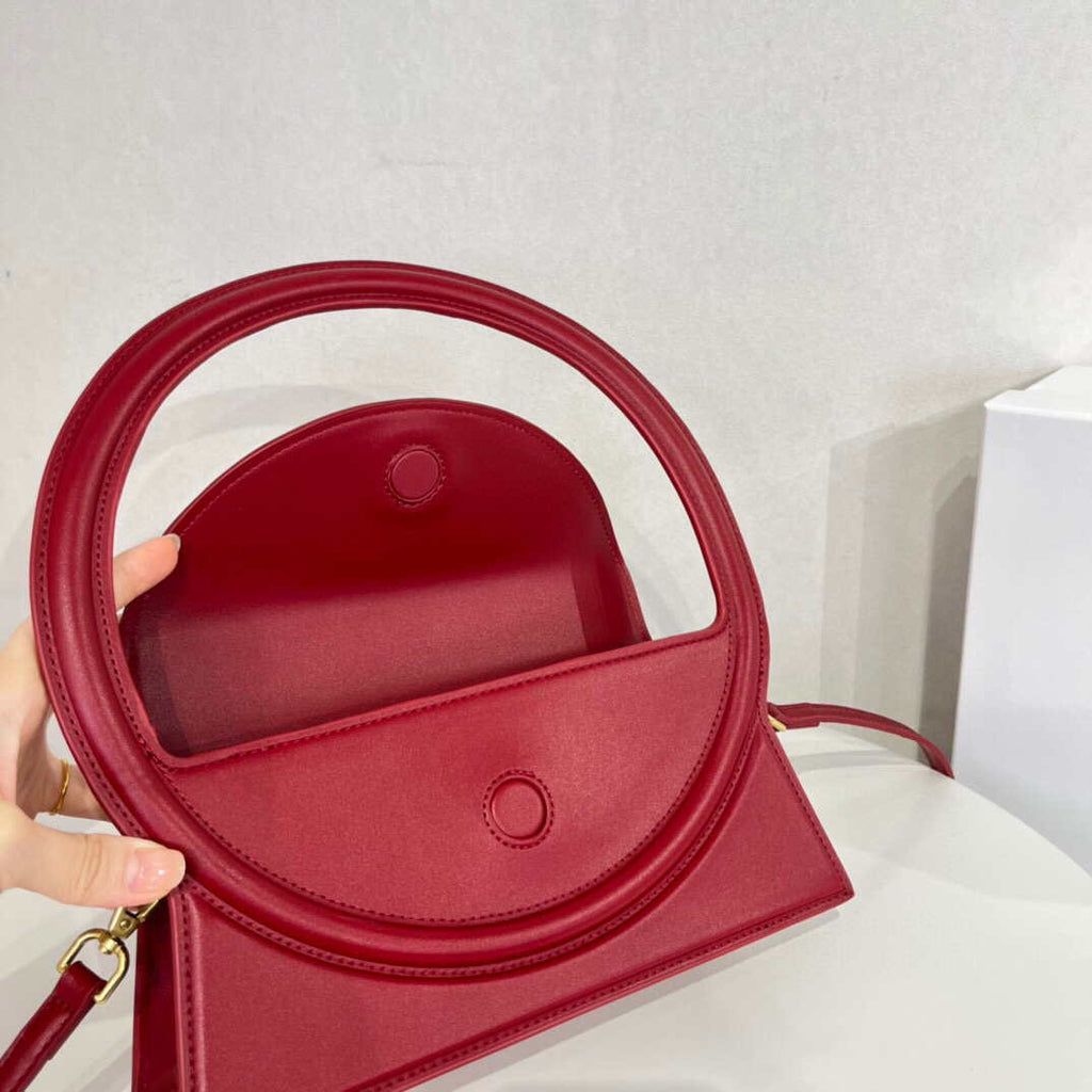 Jacquemus 213BA003 Le sac Rond Circle purse Wine Red