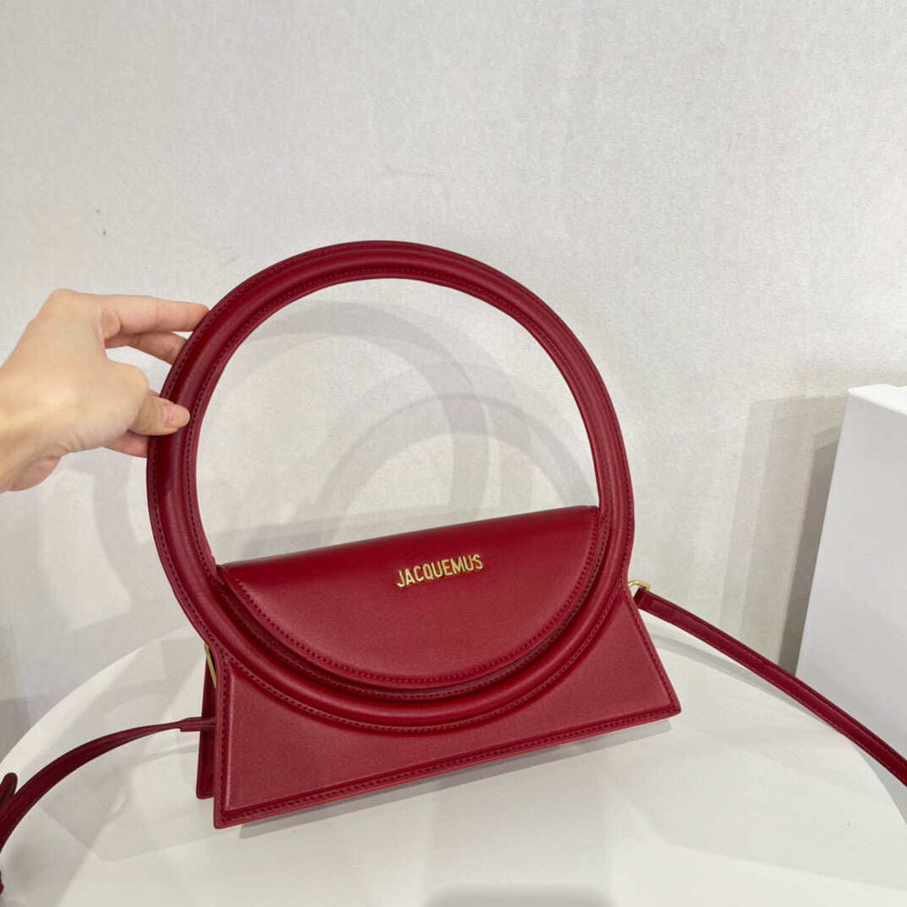 Jacquemus 213BA003 Le sac Rond Circle purse Wine Red