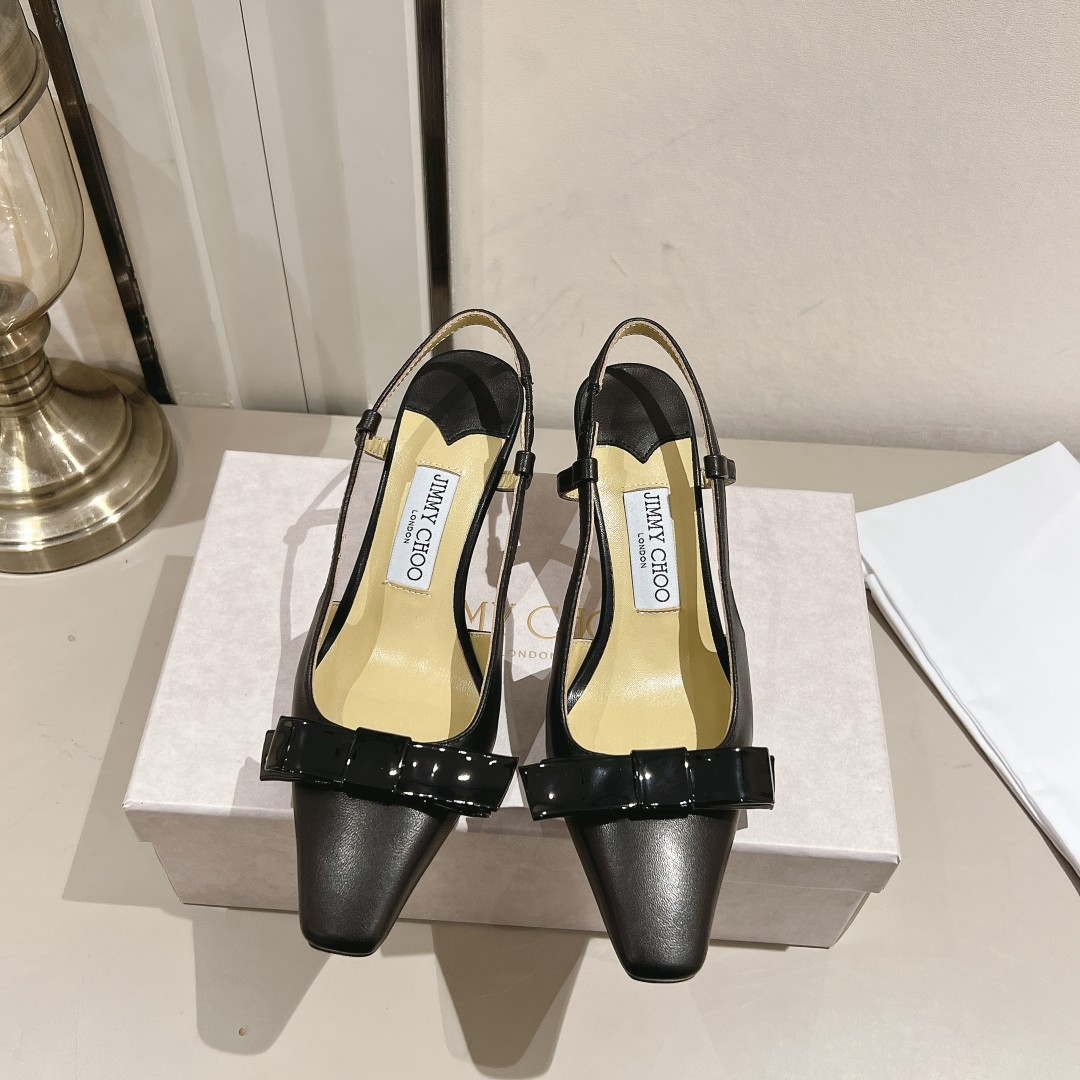 Jimmy Choo 24S ADALEE Bowknot Sling Back Sandals 65mm J10092 - Fmale-Euro 35=US 4 / black - View 1