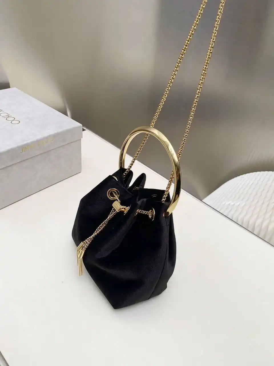 Jimmy Choo Bon Bon Black Velvet Bag BONBONVKK061906 Black