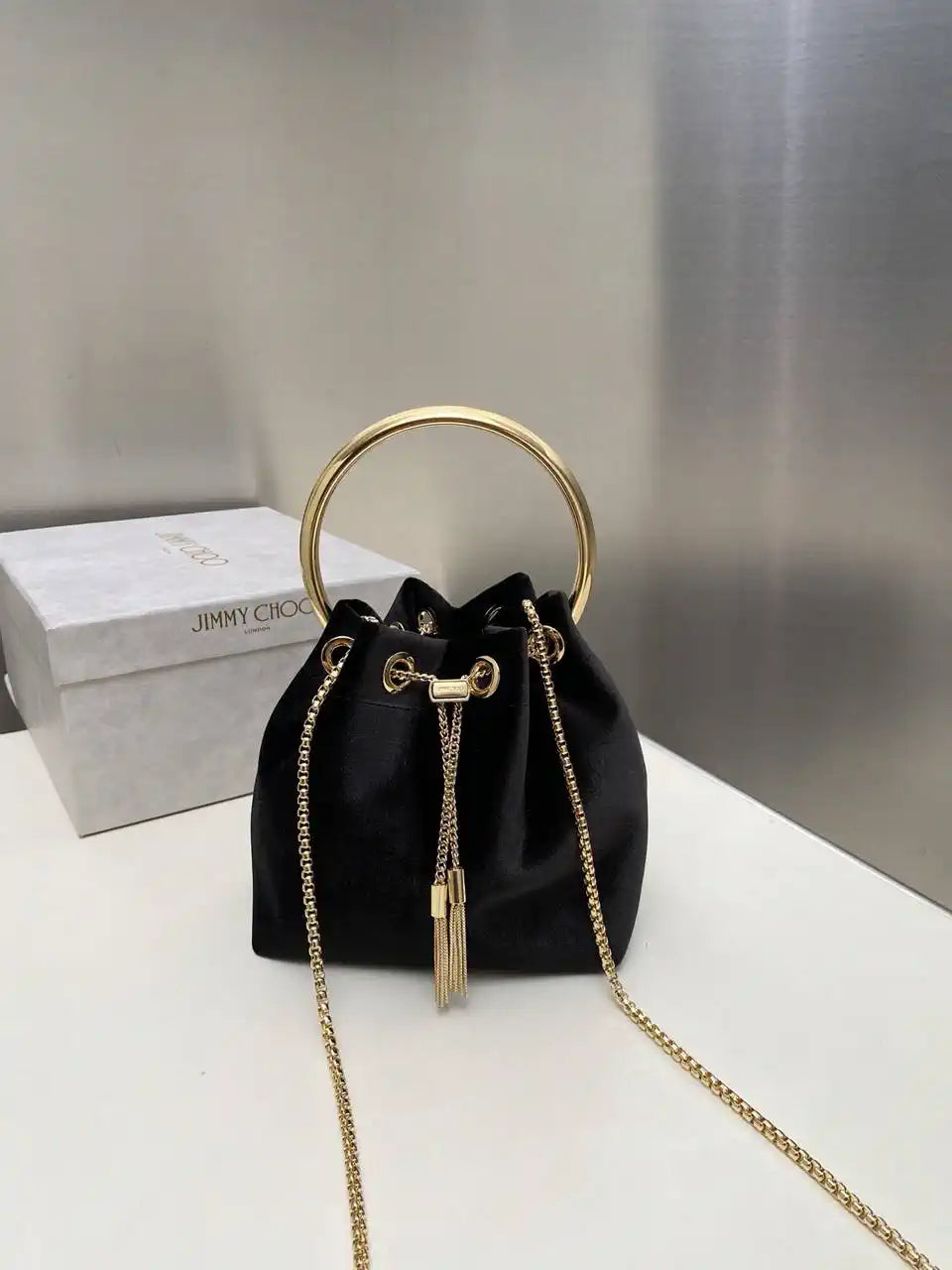Jimmy Choo Bon Bon Black Velvet Bag BONBONVKK061906 Black