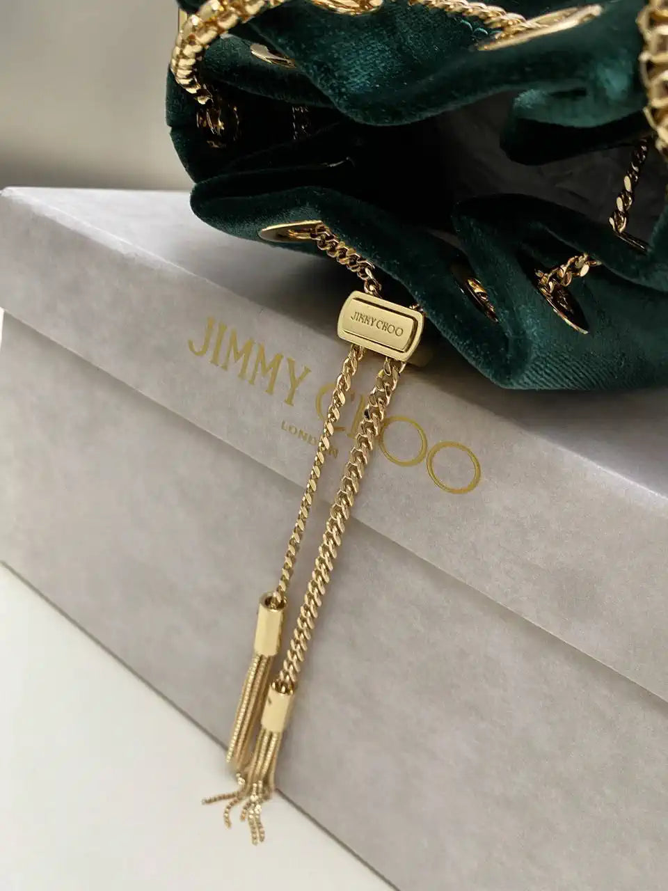 Jimmy Choo Bon Bon Black Velvet Bag Dark Green BONBONVKK061906