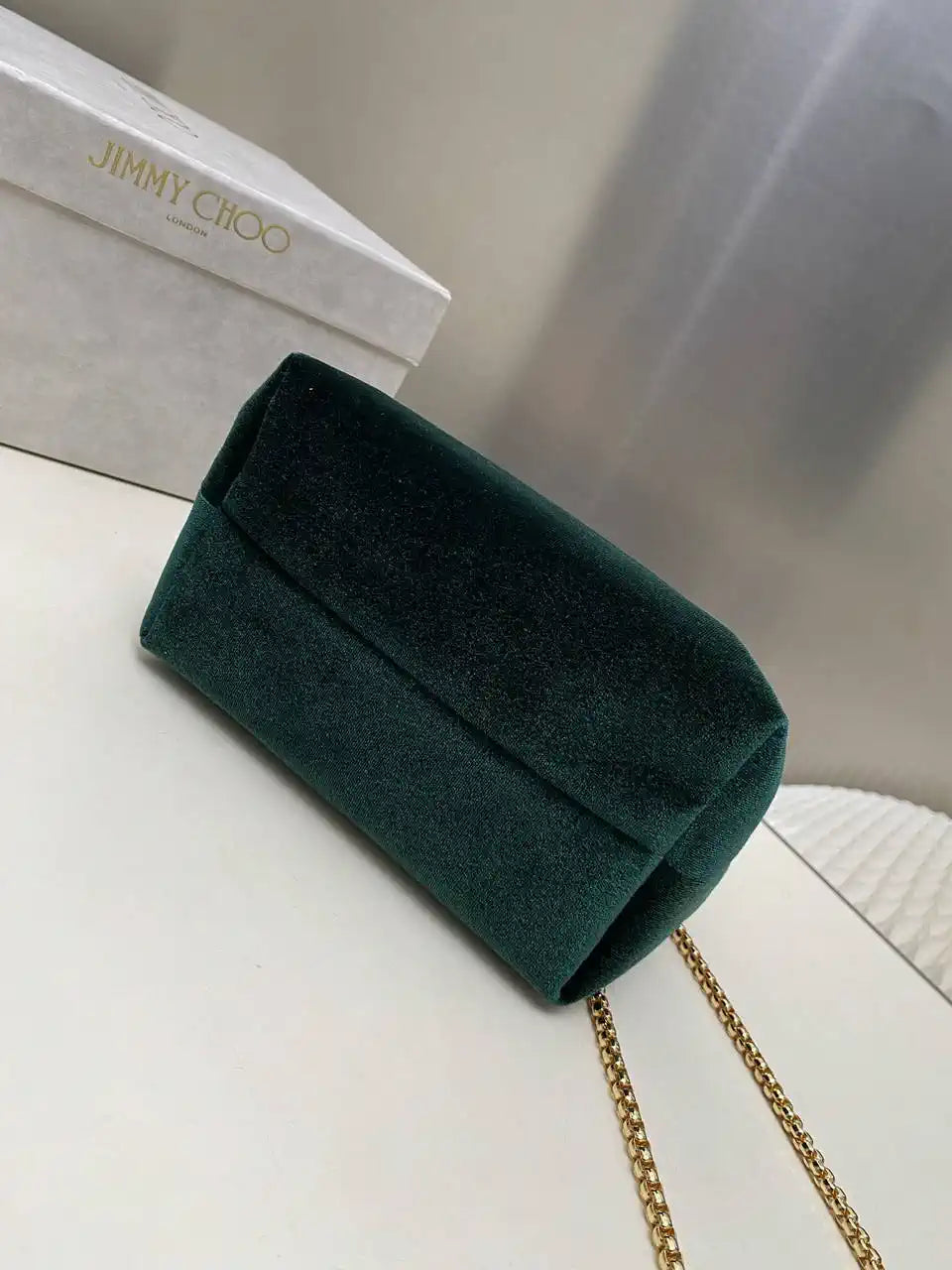 Jimmy Choo Bon Bon Black Velvet Bag Dark Green BONBONVKK061906