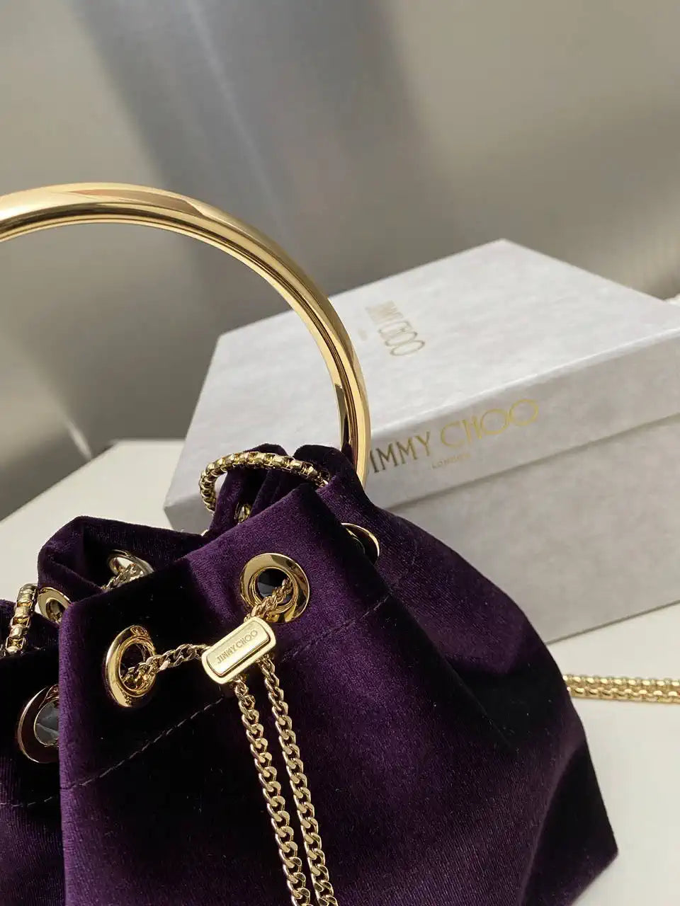 Jimmy Choo Bon Bon Black Velvet Bag Purple BONBONVKK061906