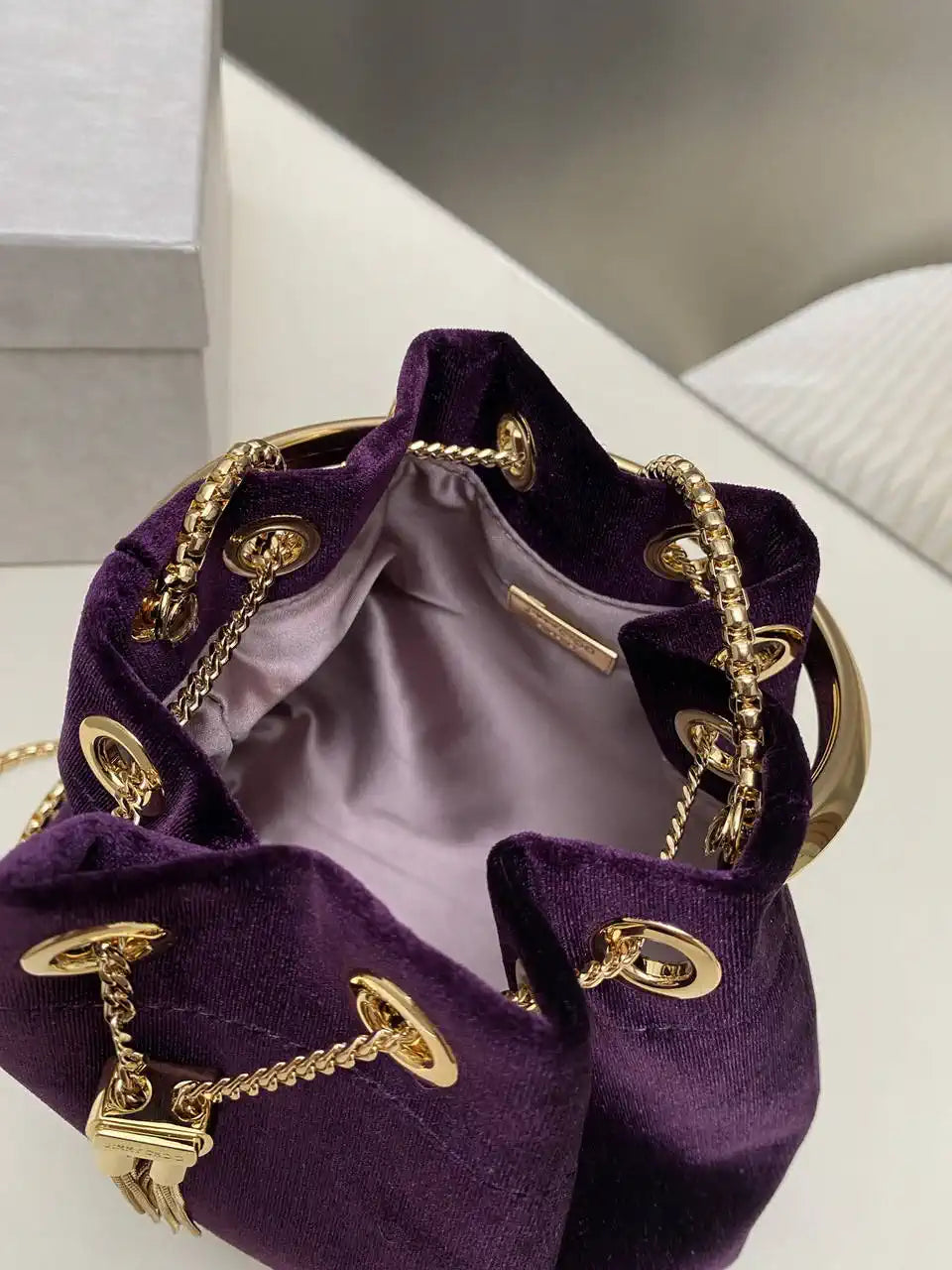 Jimmy Choo Bon Bon Black Velvet Bag Purple BONBONVKK061906