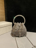 Jimmy Choo Bon Bon Blush Satin Bag with Crystals BONBONXDR1C1039 White & Gray