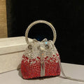Jimmy Choo Bon Bon Blush Satin Bag with Crystals BONBONXDR1C1039 White & Red